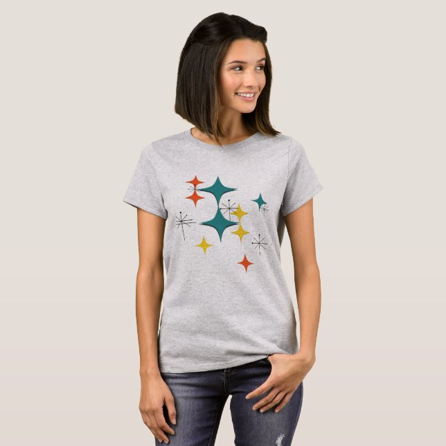 Modern emes atomera Starburst Teal T Shirt (Hel framsida)