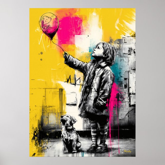 Modern emotionell barndomsballongväggkonst poster (Framsidan)