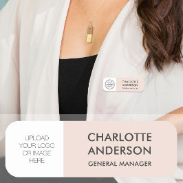 Modern Employee Anpassningsbar Logotyp Rosa Grått Namnbricka