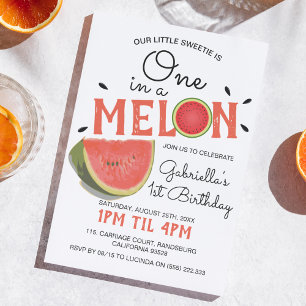Modern En i en Melon   Sommarens Barnkalas Inbjudningar