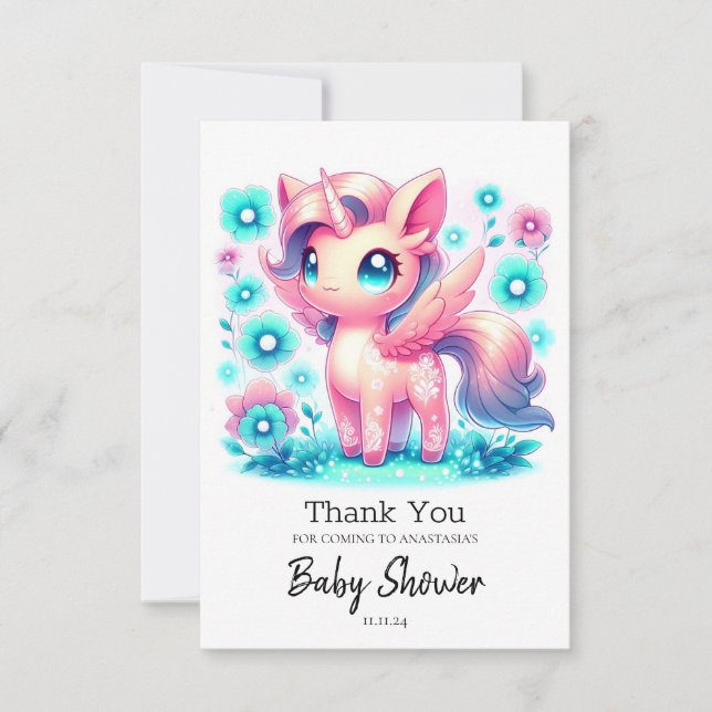 Modern encorn Baby Shower Tack Kort (Framsida)