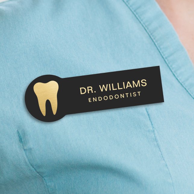 Modern Endodontist Svart och Guld Namnbricka (Skapare uppladdad)