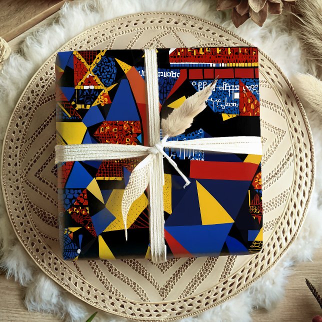 Modern energetisk Geometric African American Gift Presentpapper (Modern Energetic Geometric African American Gift Wrapping Paper)