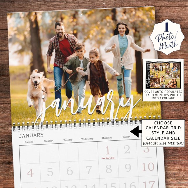 Modern enfoto- och täckkassage-Anpassningsbar Färg Kalender (Skapare uppladdad)