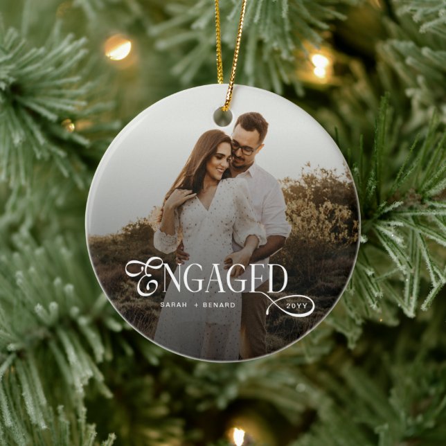 Modern Engaged Chic Couples Photo Gifts Julgransprydnad Keramik (Träd)