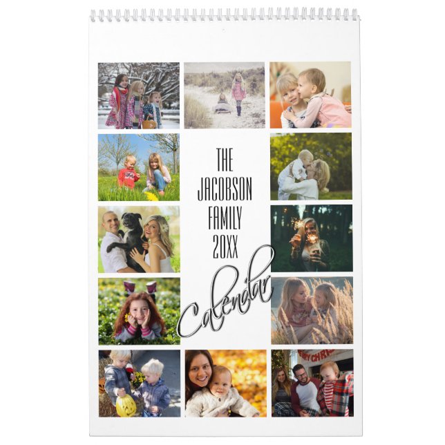 Modern enkel 12 månaders familjefoto kalender (Omslag)