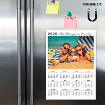 Modern Enkel 2026 Kalender En Foto Magnet