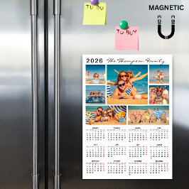 Modern Enkel 2026 Kalender Foto Collage Magnet