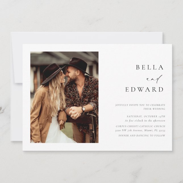 Modern Enkel 2 Bilder Elegant Bröllopsinbjudan Inbjudningar (Framsida)