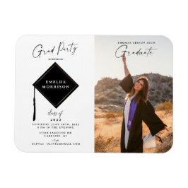 Modern Enkel 2 Foto Examen Invitation Magnet
