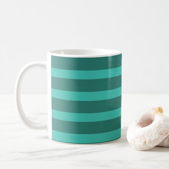 Modern enkel 2 Tone Rand Geometric Forest Grönt Kaffemugg (Med munk)