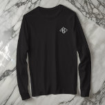 Modern enkel 3 Brev-monogramtypografi Broderad Långärmad T-shirt<br><div class="desc">Modern enkla 3 brev-monogram på framsidan och i banden.</div>