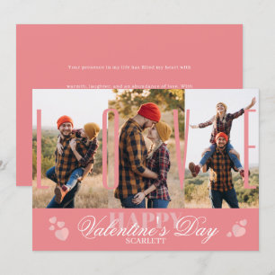 Modern enkel 3 Photo Collage Rosa Valentine Day Julkort