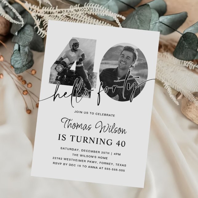 Modern enkel 40:e födelsedagsfoto inbjudningar (Skapare uppladdad)