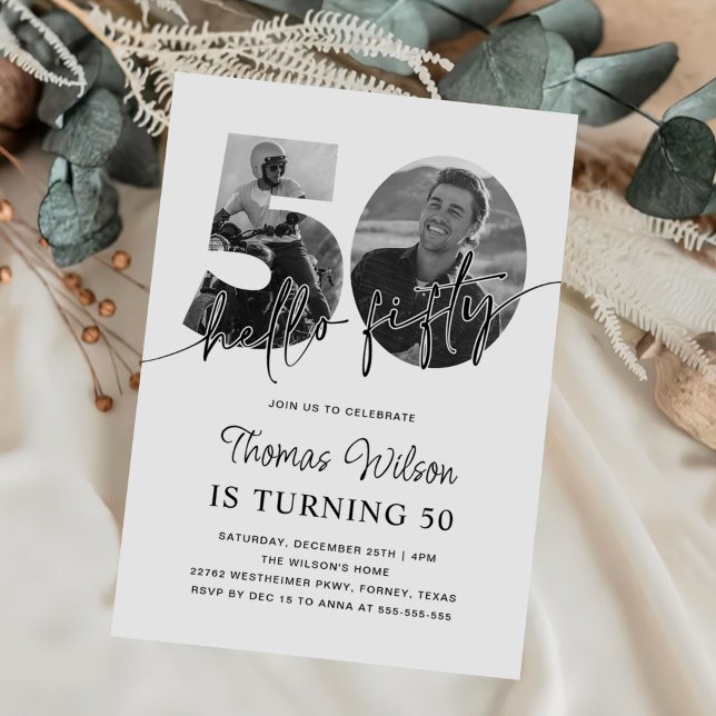 Modern enkel 50:e födelsedagsfoto inbjudningar (Skapare uppladdad)
