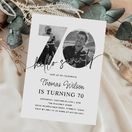 Modern enkel 70:e födelsedag fotoinbjudan inbjudningar