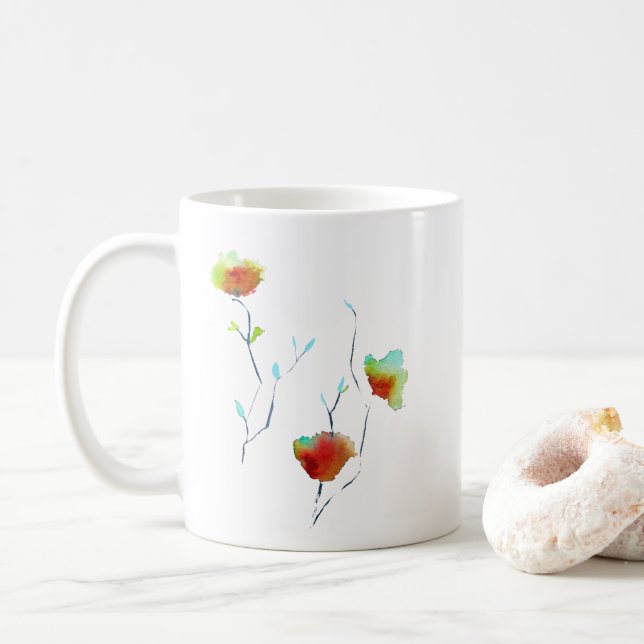 Modern, enkel abstrakt blomskonst kaffemugg (Med munk)