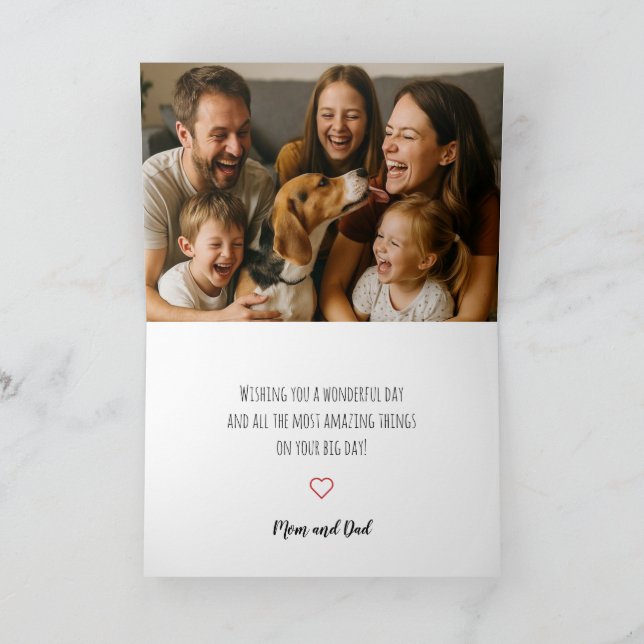 Modern Enkel Anpassad Foto Födelsedagsgratulations Kort (Inuti)
