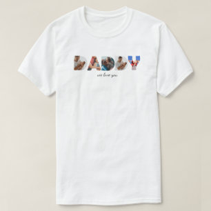 Modern Enkel Anpassad Fotokollage DADDY-skrift T Shirt