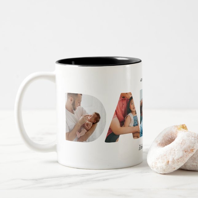 Modern Enkel Anpassad Fotokollage DADDY-stil Två-Tonad Mugg (Med munk)