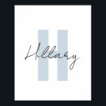 Modern enkel anpassad Personlig  Poster<br><div class="desc">Håll det enkelt och djärvt,  denna minimalistiska stil blå och svart initial och namn kommer att se slående ut på alla väggar. Kan laddas ned. Kan överföras till alla produkter på zazzle.  Du kan ändra färgschema och teckensnitt med designverktyget.</div>