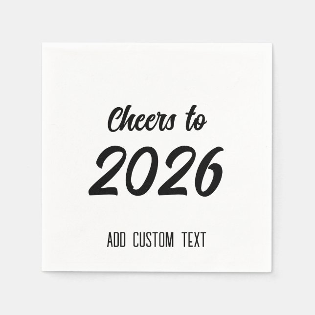 Modern Enkel Anpassad Skript 2026 Nyårsfirande Pappersservett (Framsidan)