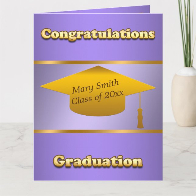 Modern enkel anpassning av Guld Lila Kort (Framsida)