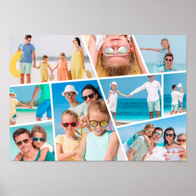 Modern enkel Anpassningsbar 9 Bilder Collage Photo Poster (Framsidan)