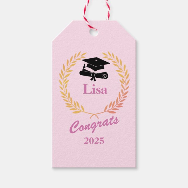 Modern enkel Anpassningsbar år och Namn Studentfes Presentetikett (Framsidan)