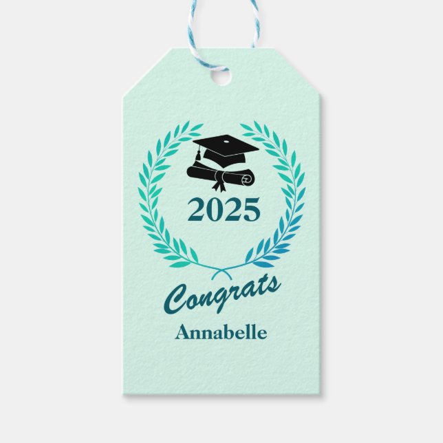 Modern enkel Anpassningsbar år och Namn Studentfes Presentetikett (Framsidan)