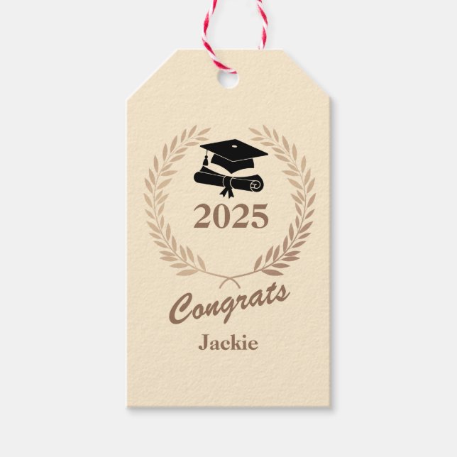 Modern enkel Anpassningsbar år och Namn Studentfes Presentetikett (Framsidan)