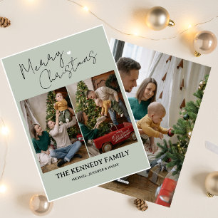 Modern enkel Anpassningsbar-familjens Namn-fotojul Julkort