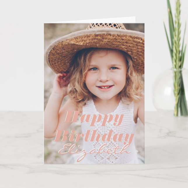 Modern enkel Anpassningsbar Foto Birthday Hälsning Kort (Framsida)