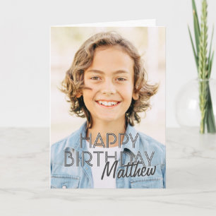 Modern enkel Anpassningsbar Foto Birthday Hälsning Kort