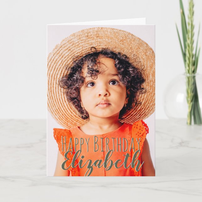 Modern enkel Anpassningsbar Foto Birthday Hälsning Kort (Framsida)