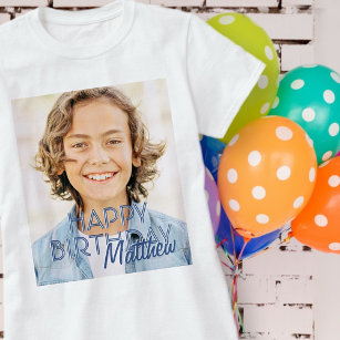 Modern enkel Anpassningsbar Foto Birthday Hälsning T Shirt