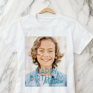 Modern enkel Anpassningsbar Foto Birthday Hälsning T Shirt