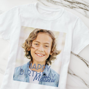 Modern enkel Anpassningsbar Foto Birthday Hälsning T Shirt