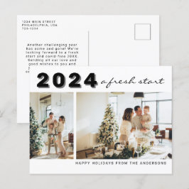 Modern Enkel År En Frisk Start Två Foto Högtid Vykort