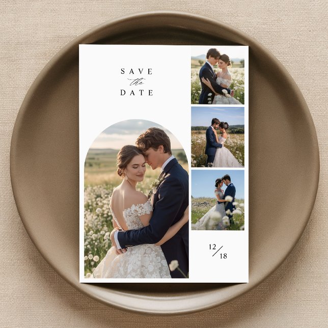 Modern enkel Arch 4 Photo Collage Bröllop Spara Datumet (Skapare uppladdad)