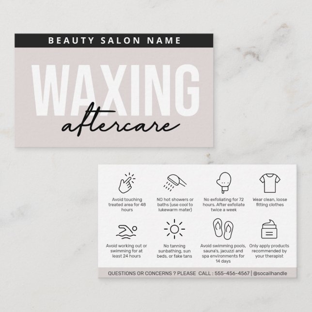 Modern enkel avvaxning av efterbehandlingskort Hår Visitkort (Fram/baksida)