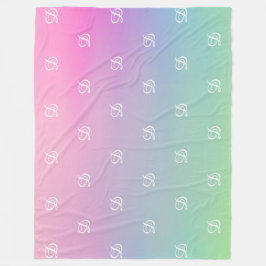 modern enkel baby rosa med monogrammet initial fleecefilt