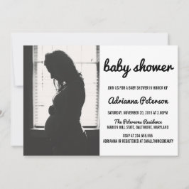 Modern Enkel Baby Shower Foto Inbjudningar
