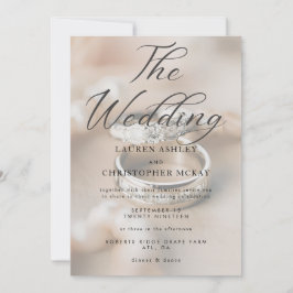 Modern enkel bakgrundsinbjudan till Bröllop ringar Inbjudningar