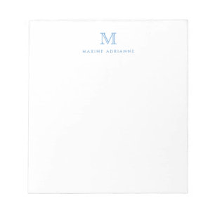 Modern enkel Basic Dusty Blue Monogram - början Anteckningsblock