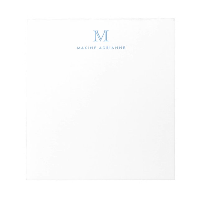 Modern enkel Basic Dusty Blue Monogram - början Anteckningsblock (Framsida)
