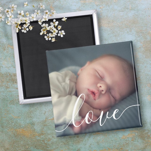 Modern Enkel Bebis Foto Skrift Magnet (Modern Simple Baby Photo Script Magnet)