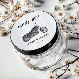 Modern enkel Biker för motorcykel, Thame Bröllop Runt Klistermärke