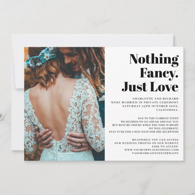 Modern enkel bild just kärlek elopation bröllop meddelande (Framsida)