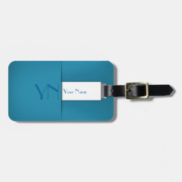 Modern Enkel blå Monogram Namn Bagagebricka